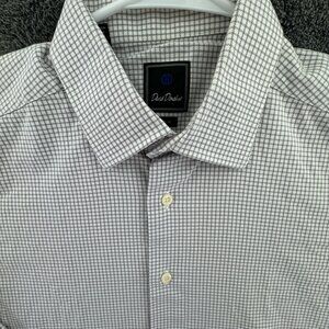 David Donahue Long Sleeve Button Up Shirt Menโs Gray Check 17 32/33 Trim Adult